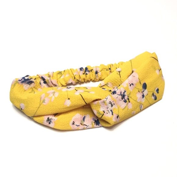 Yellow & Pink Floral Boho Twist Headband - Picture 2 of 8